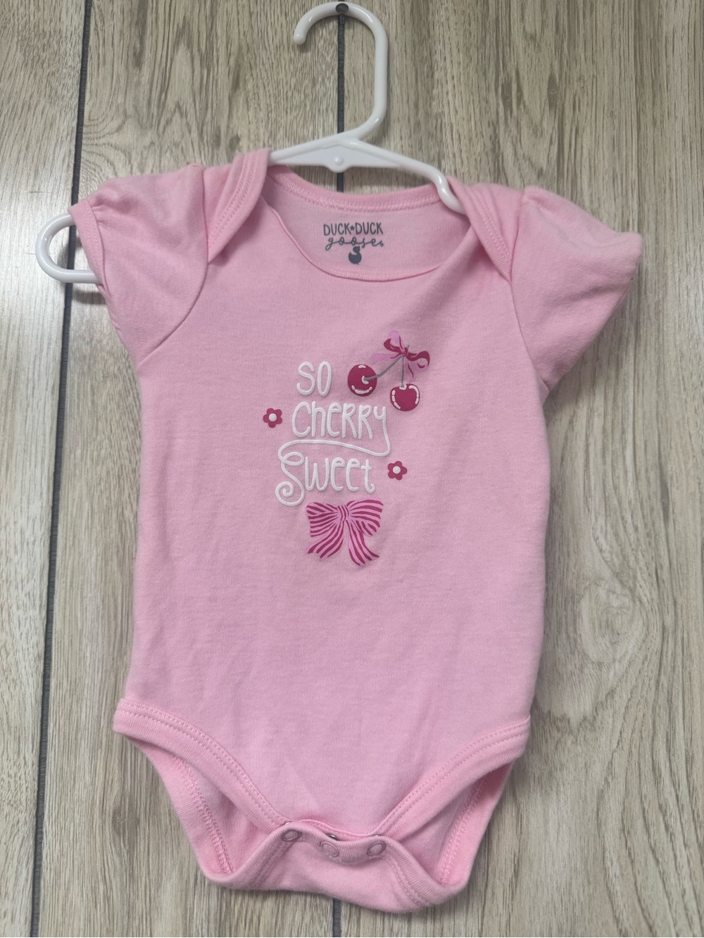 Duck Duck Goose Pink "So Cherry Sweet" Baby One-Piece